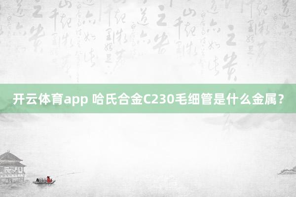 开云体育app 哈氏合金C230毛细管是什么金属？