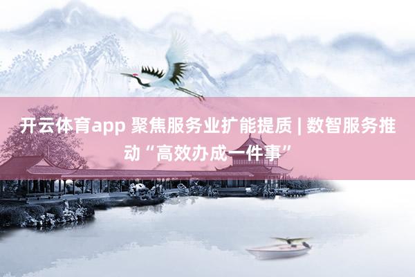 开云体育app 聚焦服务业扩能提质 | 数智服务推动“高效办成一件事”