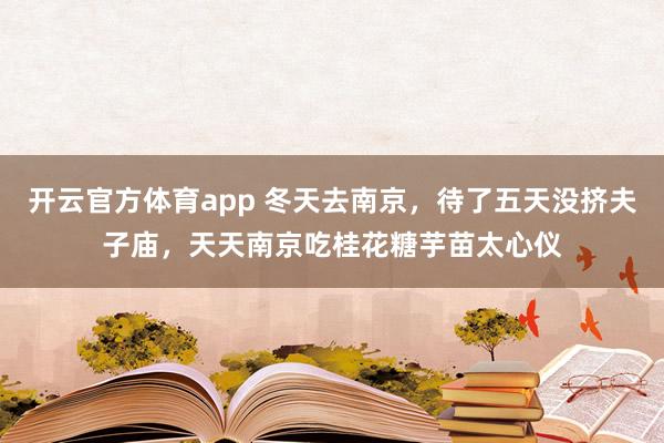 开云官方体育app 冬天去南京，待了五天没挤夫子庙，天天南京吃桂花糖芋苗太心仪