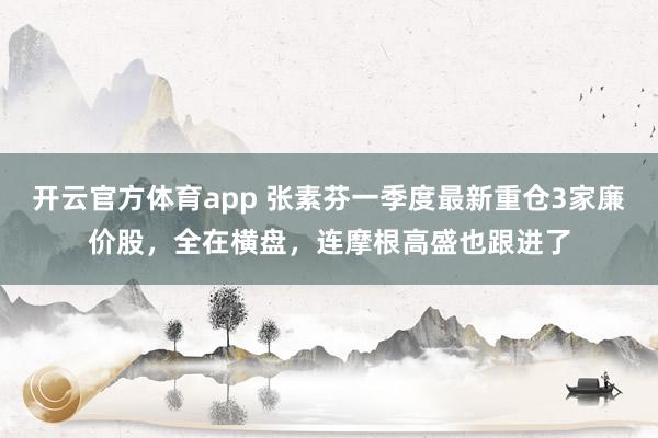 开云官方体育app 张素芬一季度最新重仓3家廉价股，全在横盘，连摩根高盛也跟进了