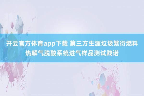 开云官方体育app下载 第三方生涯垃圾繁衍燃料热解气脱酸系统进气样品测试践诺