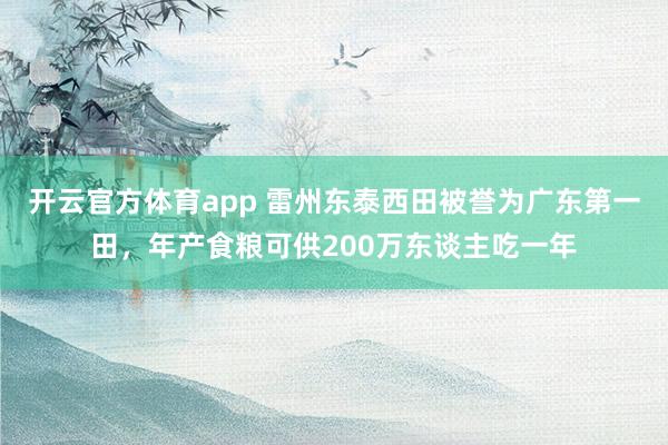 开云官方体育app 雷州东泰西田被誉为广东第一田，年产食粮可供200万东谈主吃一年